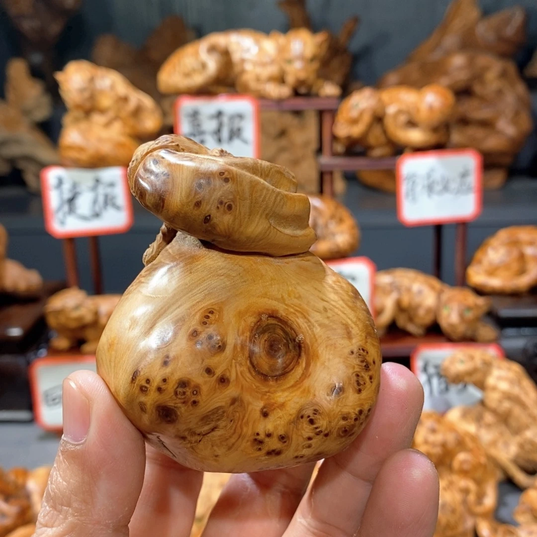 柏木（崖柏）木雕手工把件太行崖柏瘤疤料豹子