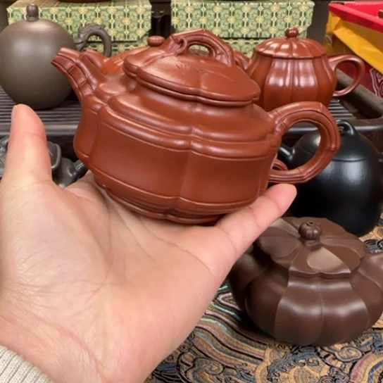 紫砂茶壶六方竹鼓