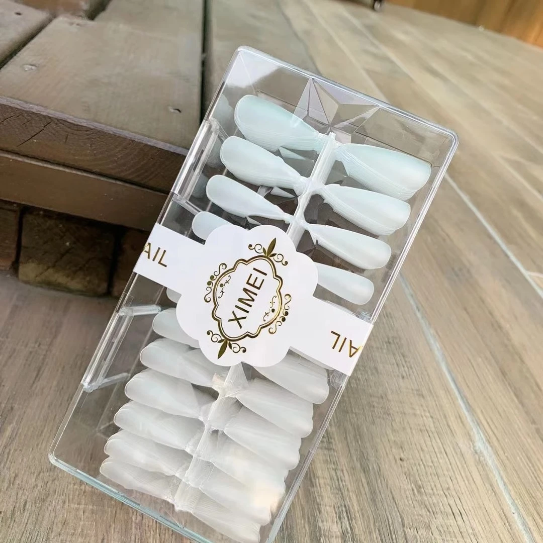 美甲高端提速甲片全号504片长梯形长尖型磨砂长款假指甲贴片工具