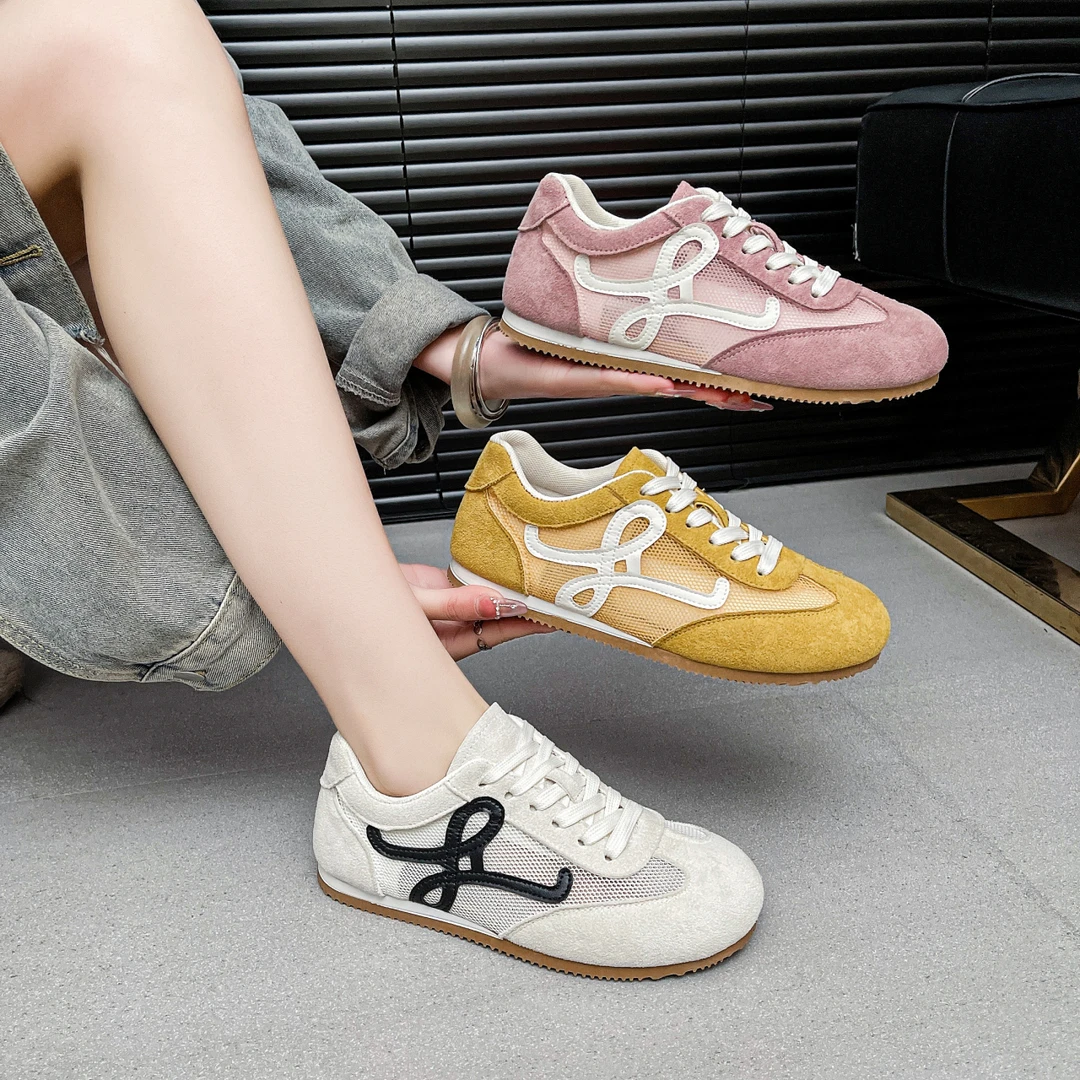 网面透气夏季平底德训鞋软底轻便时尚百搭女士运动休闲鞋