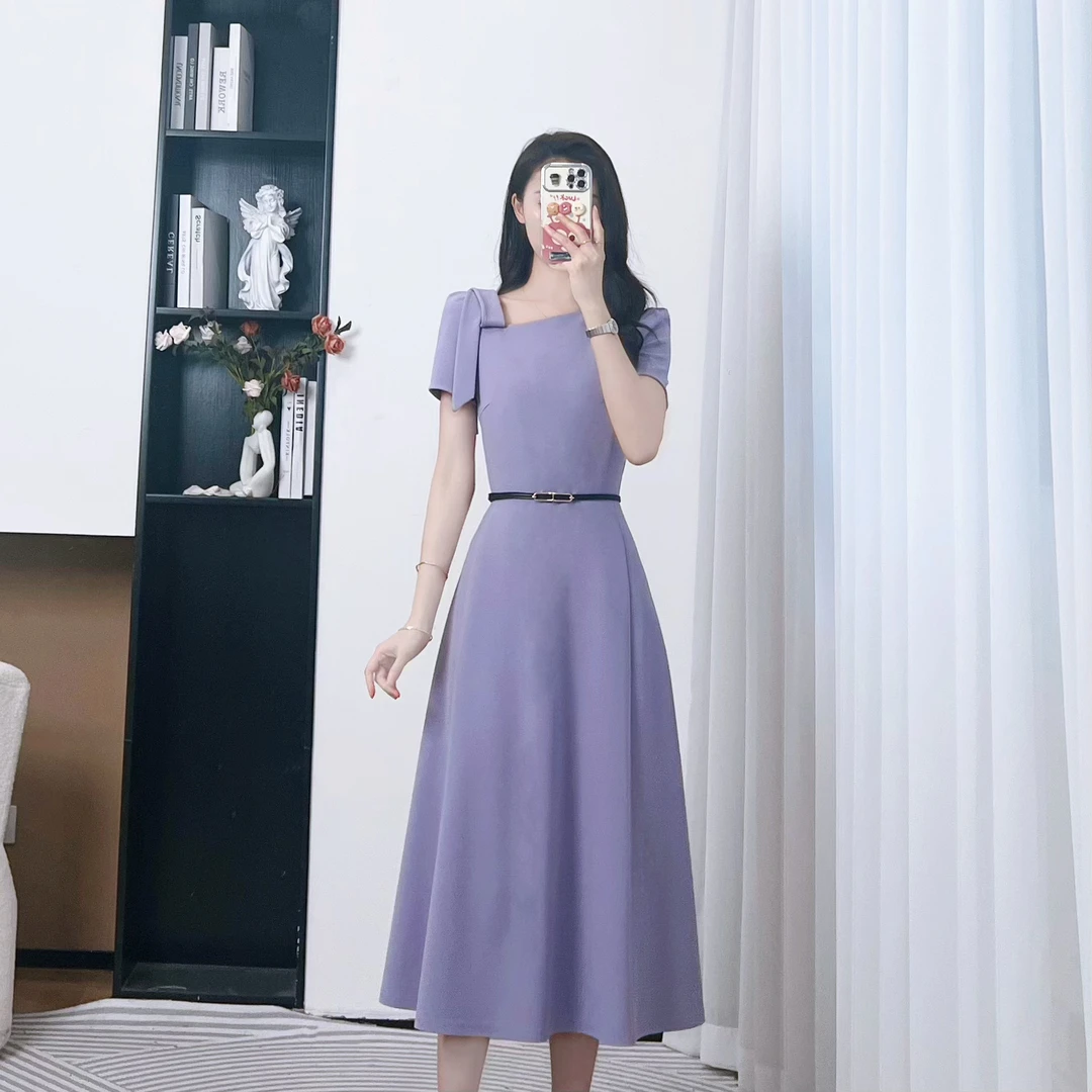 拉夏贝尔25夏温婉大方洋气显瘦气质贵气名媛短袖连衣裙 10453 LSC