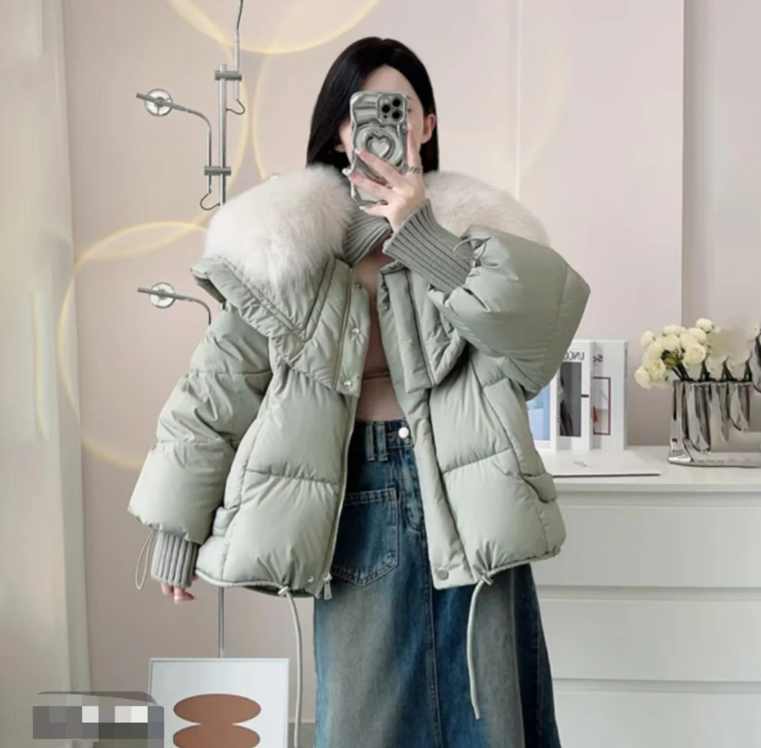 2025年新款白色新款真狐狸毛羽绒服外套冬季加厚时尚女羽绒服外套