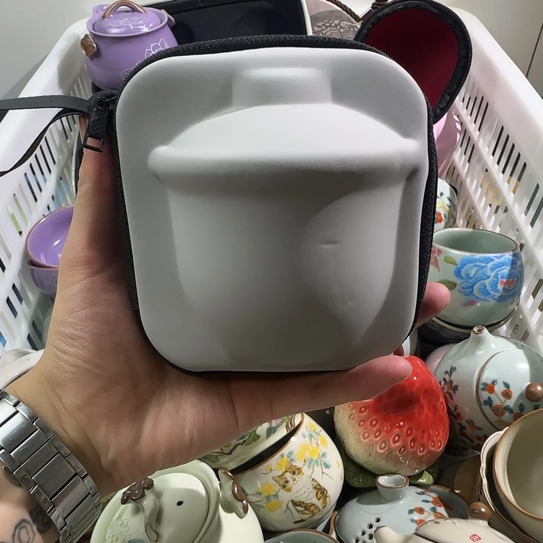 羊脂玉锤纹快客一壶两杯套装