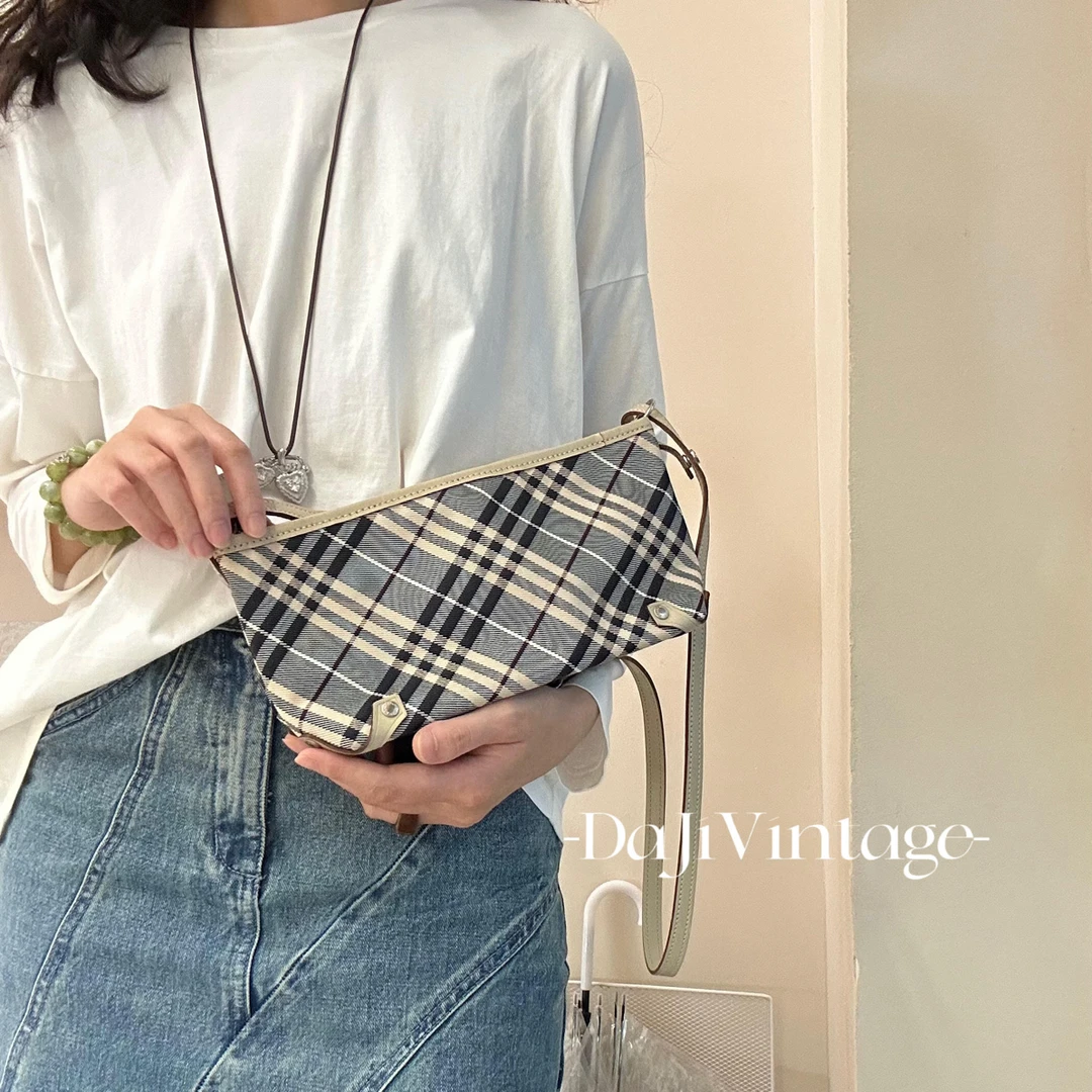 95新 BURBERRY/博柏利 大吉中古/Burberry博柏利蓝格纹单肩包