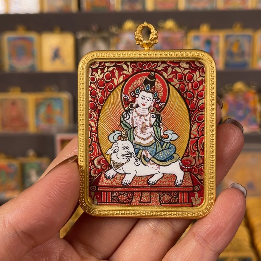 吊坠普贤青海热贡唐卡