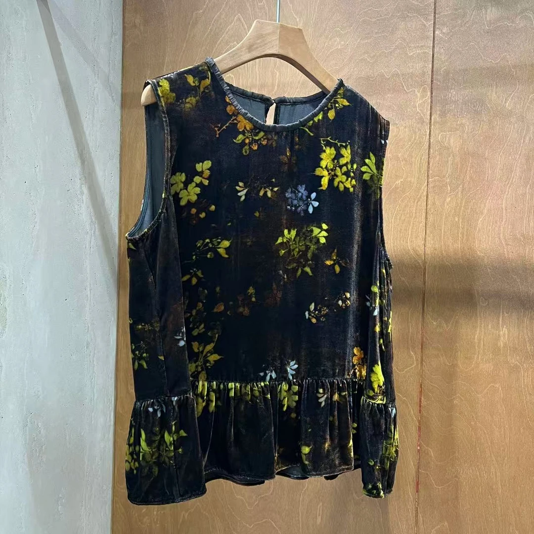 Mozch  蚕丝丝绒重工绣花娃娃下摆衬衫背心262071