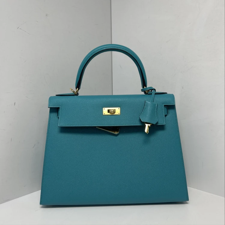 99新 Hermes/爱马仕 小花柳 凯莉包 28 孔雀绿 Ep皮 K 2025 金扣