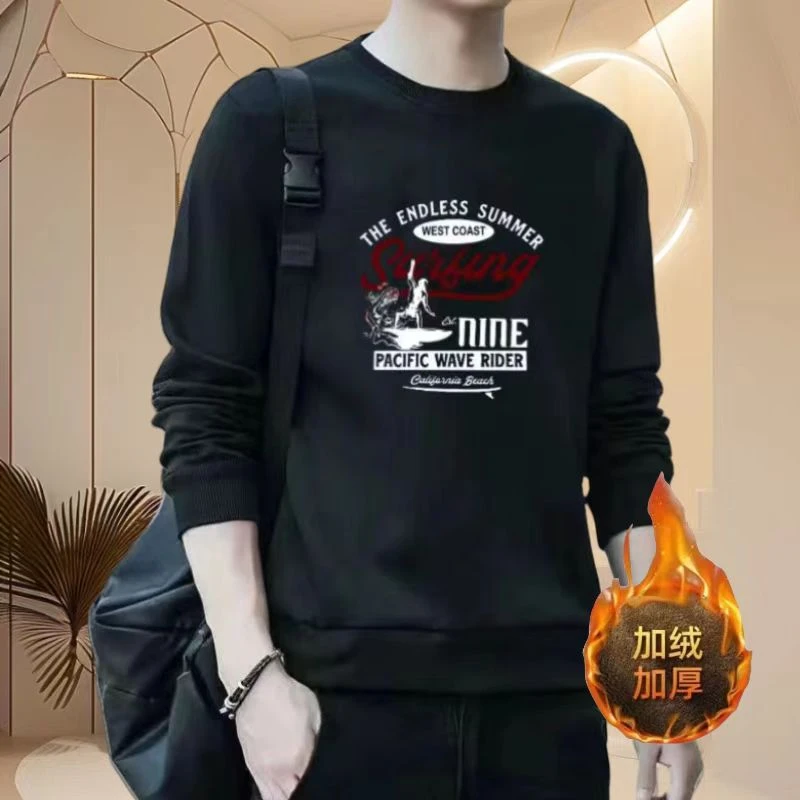 雅鹿男装时尚休闲男士潮流休闲时尚百搭圆领秋冬运动宽松入秋卫衣