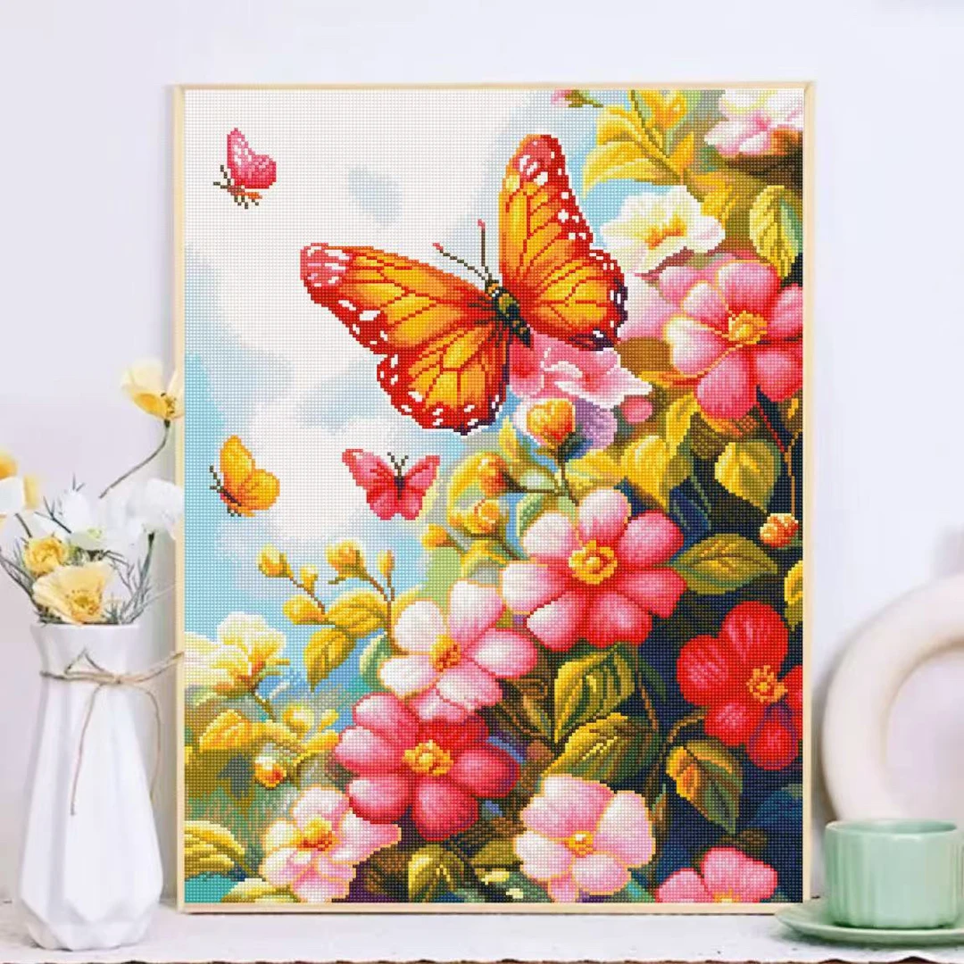 【艳儿定制】新疆长绒棉：花开半夏十字绣大格60✖️80厘米