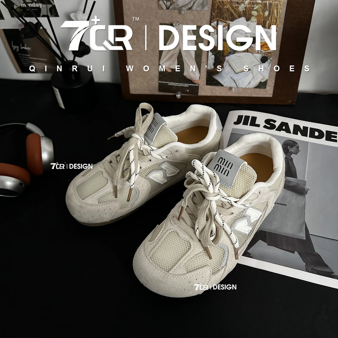 7+QR网面透气双系带字母丑萌休闲百搭德训鞋 DF&88-08