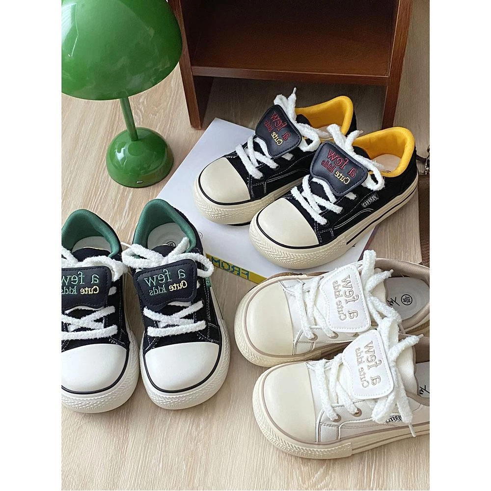 2025早春新款丑萌芒果头小众设计感小白鞋女学生百搭帆布鞋