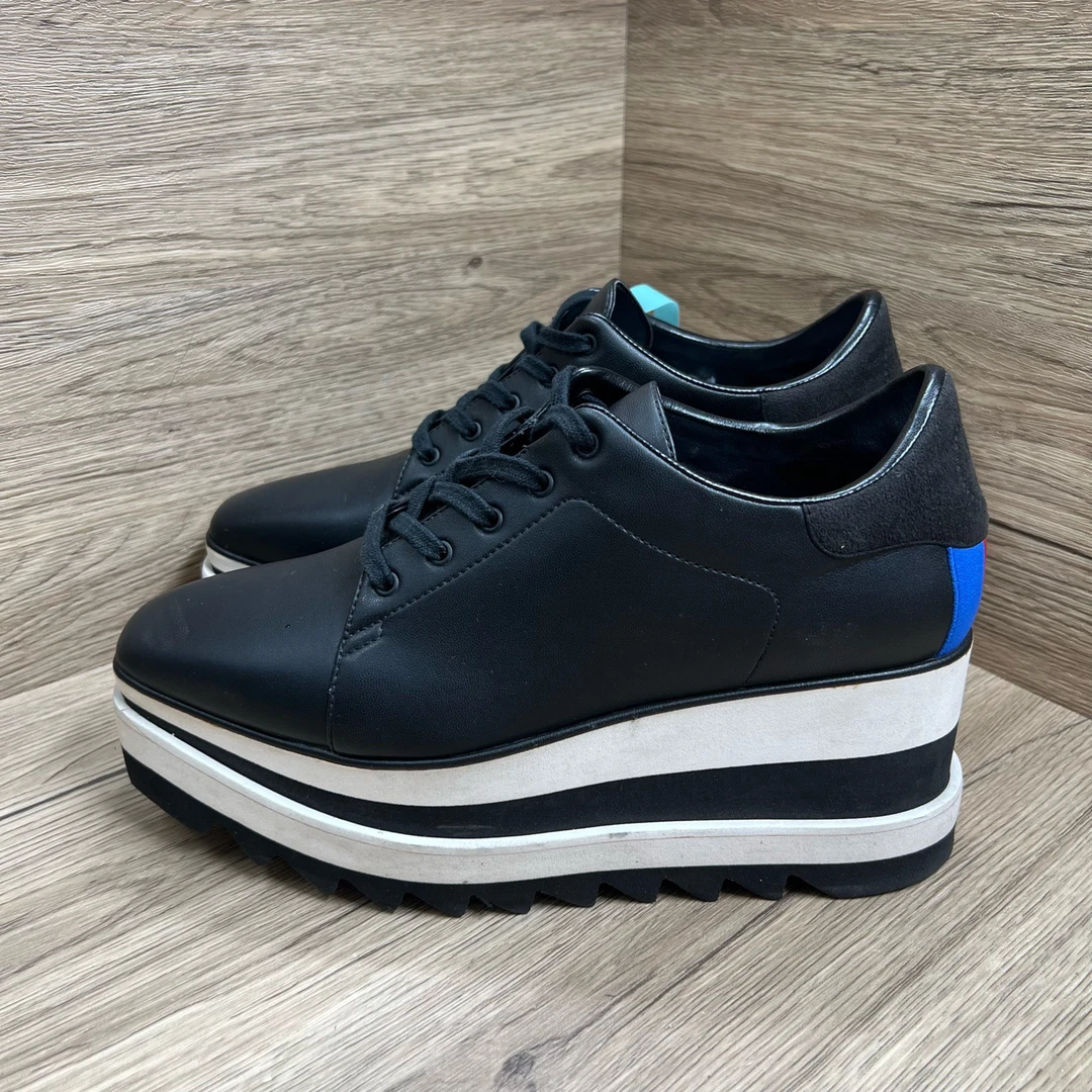 95新 maje Stella McCartney 斯泰拉·麦卡特尼 黑条纹松糕鞋 38码