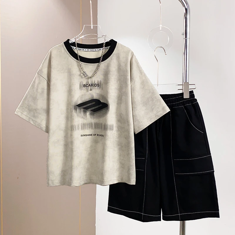 BCA【冠军代言】中大童青少年夏季休闲时尚短袖套装DF-套装3453
