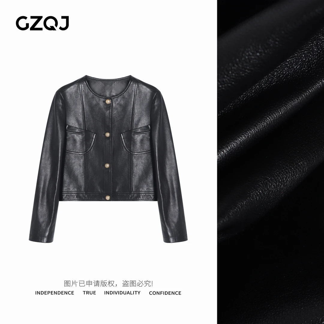 老琴私服【罗马故事】复古百搭重工气质绵羊皮真皮皮衣外套女78052