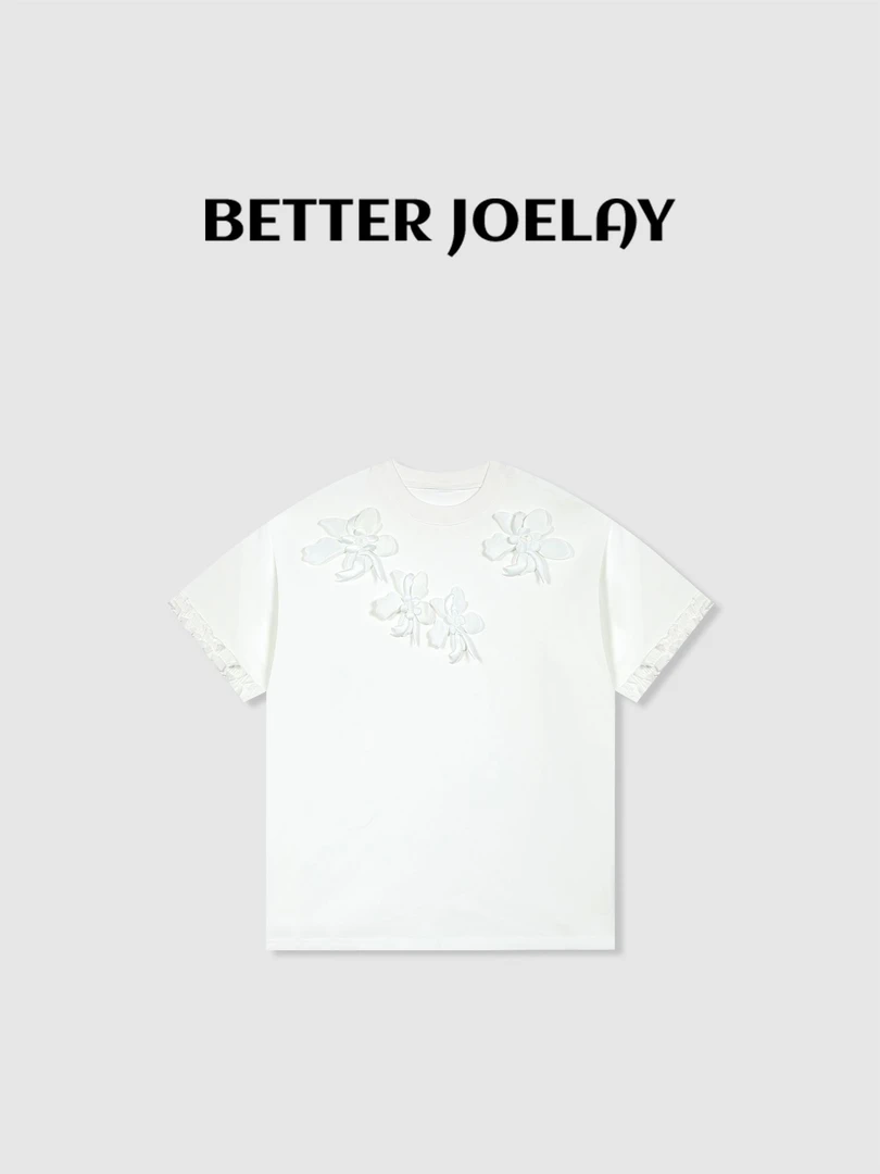 BETTER JOELAY-中大版【雪绽花姿】可爱百搭短袖T恤休闲风GG0250