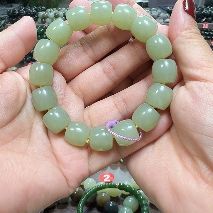 未镶嵌手链和田玉新疆若羌青黄口料直切卡14