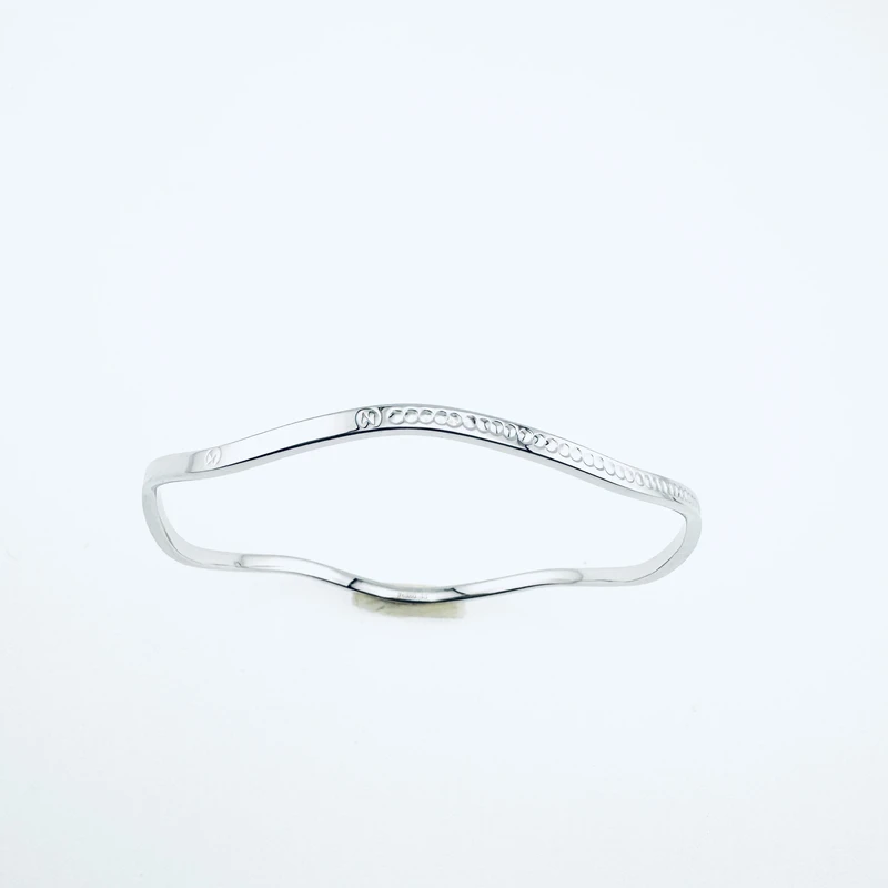 铂金Pt950圆钉卡家波浪固定圆镯手镯6.93克-55圈