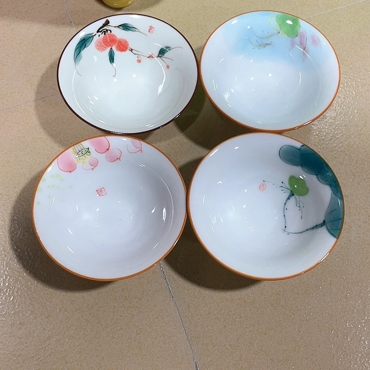 【闪购商品】瓷片一**斯四个斗笠杯「图片款」