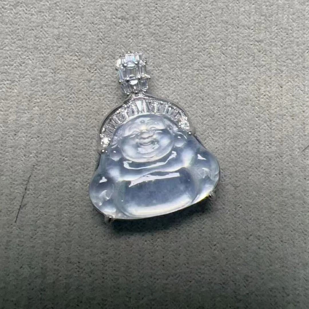 天然翡翠佛公吊坠
