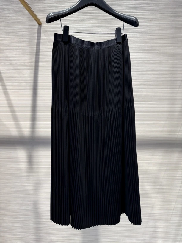 时尚简约高腰百褶裙显瘦气质中长款半身裙新款