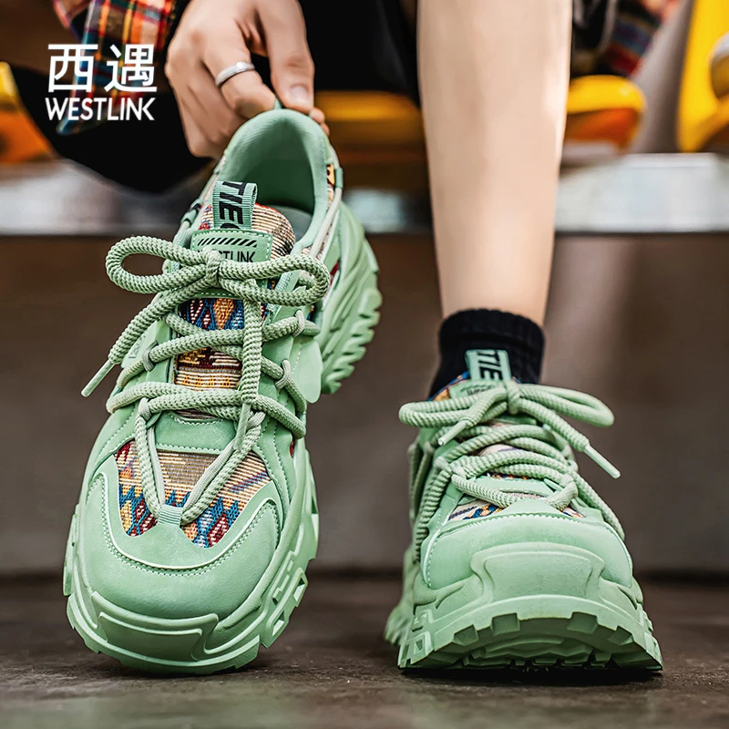Westlink/西遇时尚休闲男鞋厚底增高鞋子新款韩版百搭老爹鞋防滑