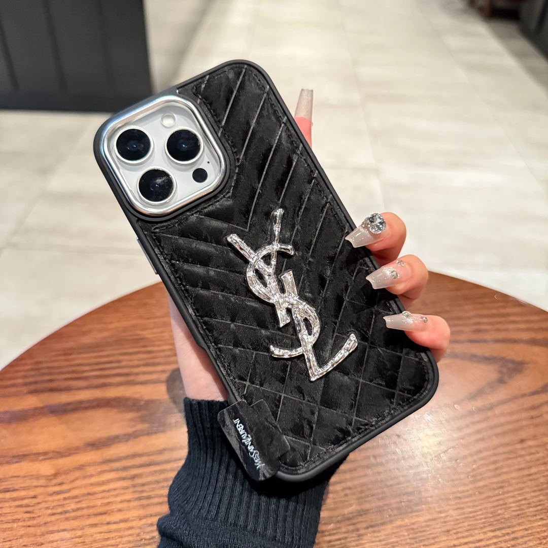 电镀雪山纹iPhone16promax手机壳YSL适用苹果17新款高档15女神14P