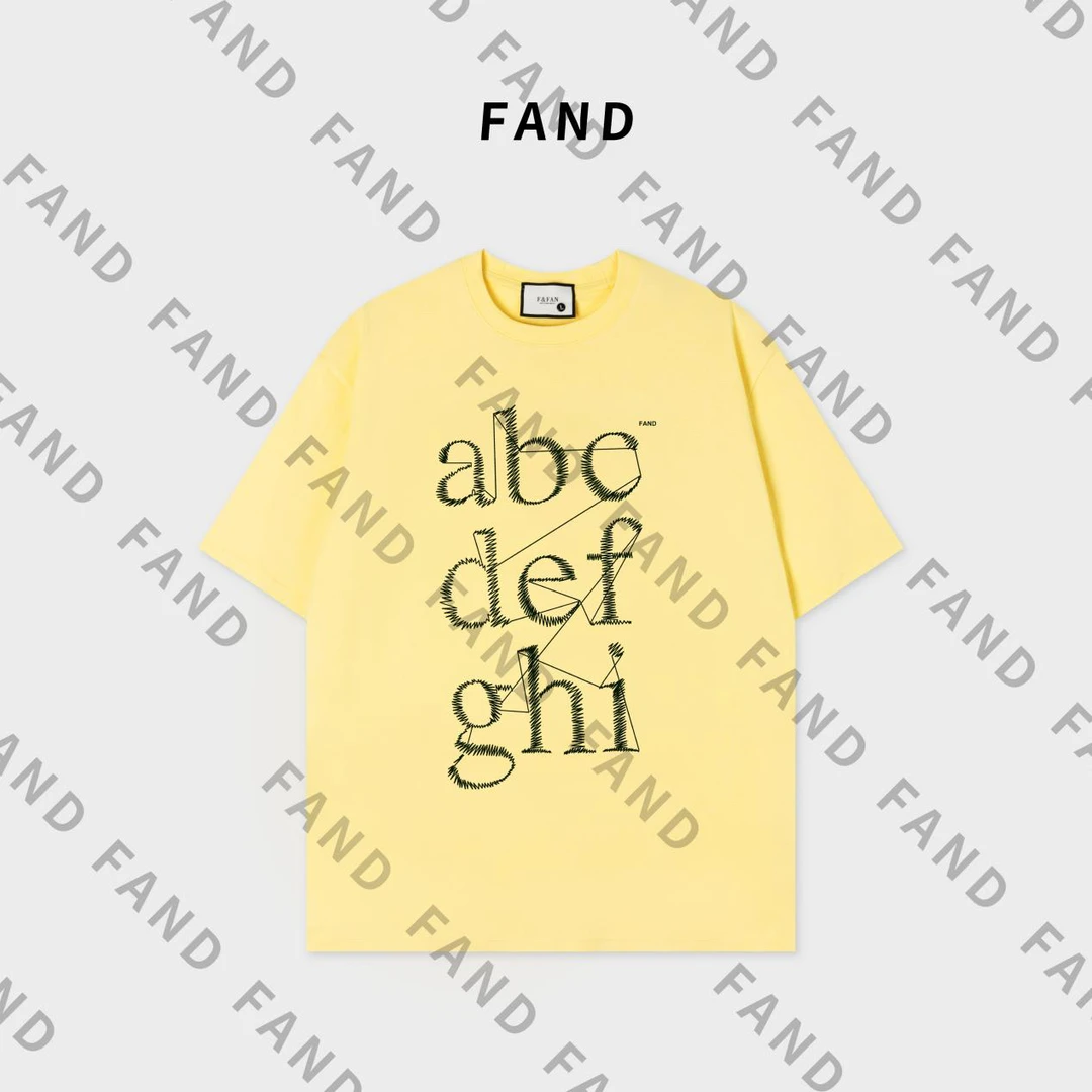 FAND饭饭【ABC】25女新款夏季春纯棉情侣印花宽松圆领短袖T恤
