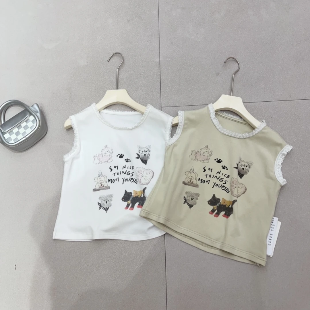 JS -  1128  高货小狗蕾丝花边背心