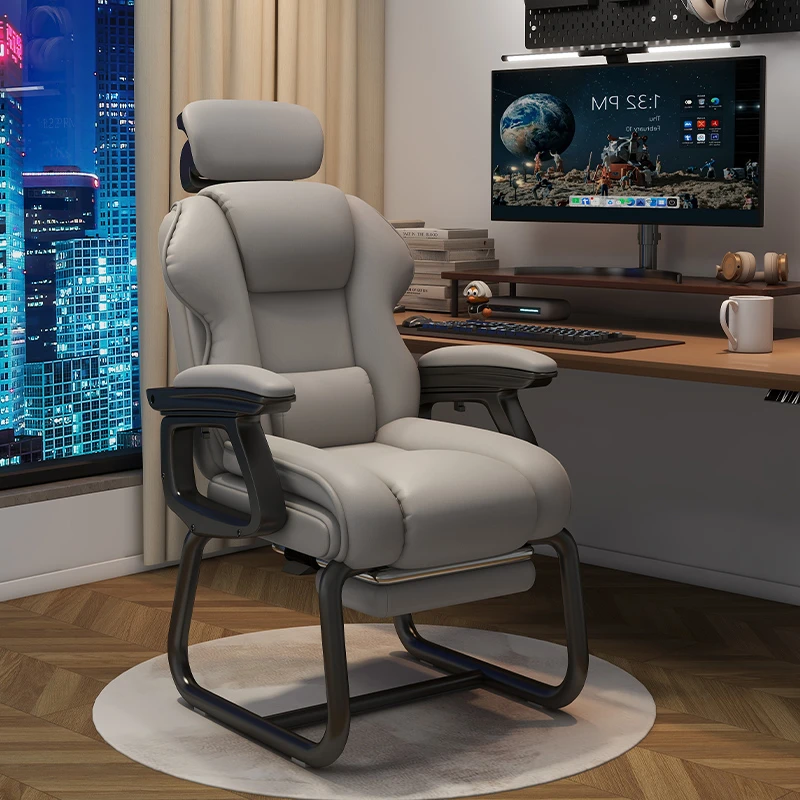 弓形电脑椅家用舒适久坐书桌办公椅靠背可躺沙发椅休闲护腰电竞椅