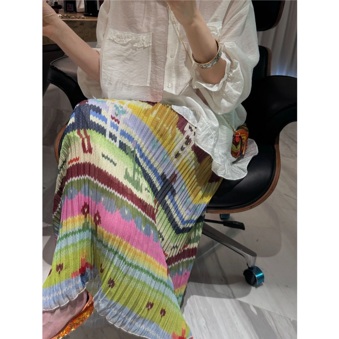 【小女孩半裙】全松紧腰彩色褶皱半裙 J25BQ204