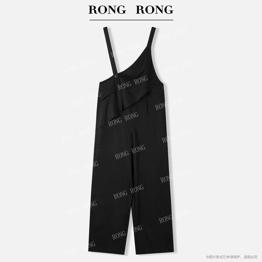 溶溶【故笙醉墨】RONGRONG 莱赛尔亚麻混纺感背带连体裤C-S210865