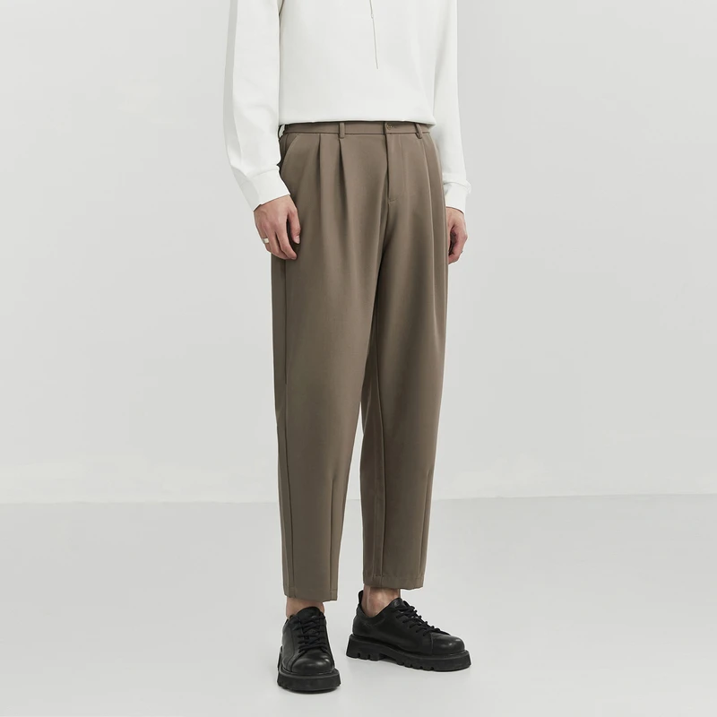 DH春夏款休闲裤男士直筒百搭宽松纯色垂感F419171