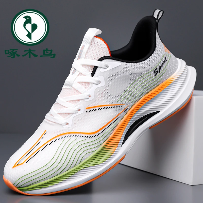 啄木鸟男鞋2025夏季新款透气网面鞋轻便休闲运动鞋软底减震跑步鞋