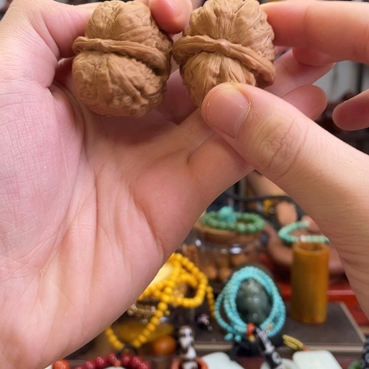 桃核把件蛤蟆头一对