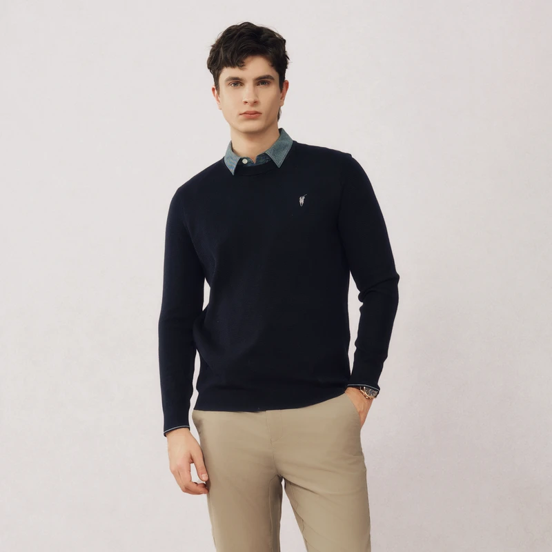 POLOWALK2025春季新品男式圆领针织衫