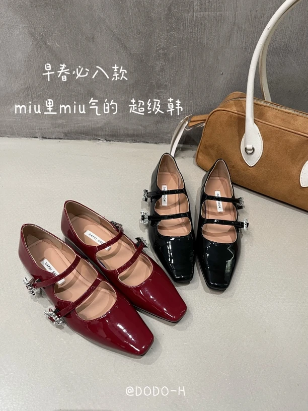 miu系经典双带小方钻玛丽珍鞋~韩里韩气K837-3
