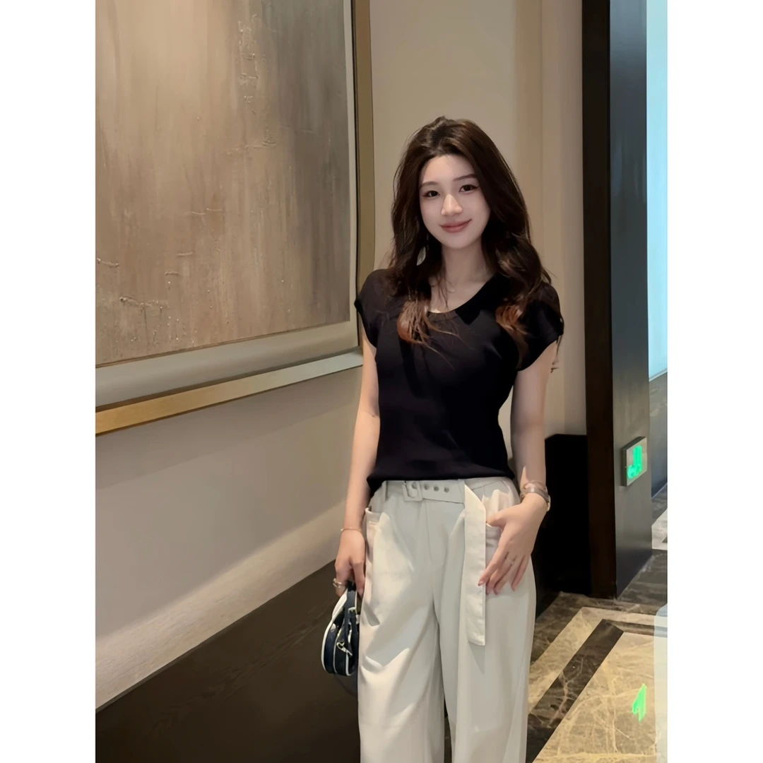 【QIANA】小飞袖 夏季冰爽松弛感打底针织衫qian177