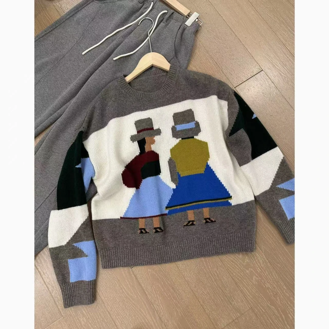 【拼色卡通毛衣】秋冬慵懒大版羊毛上衣  2410B4815