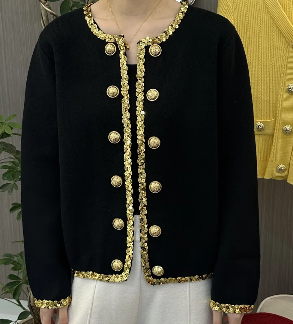 《妞妞》新款小香风高级富婆款开衫023120-黑色