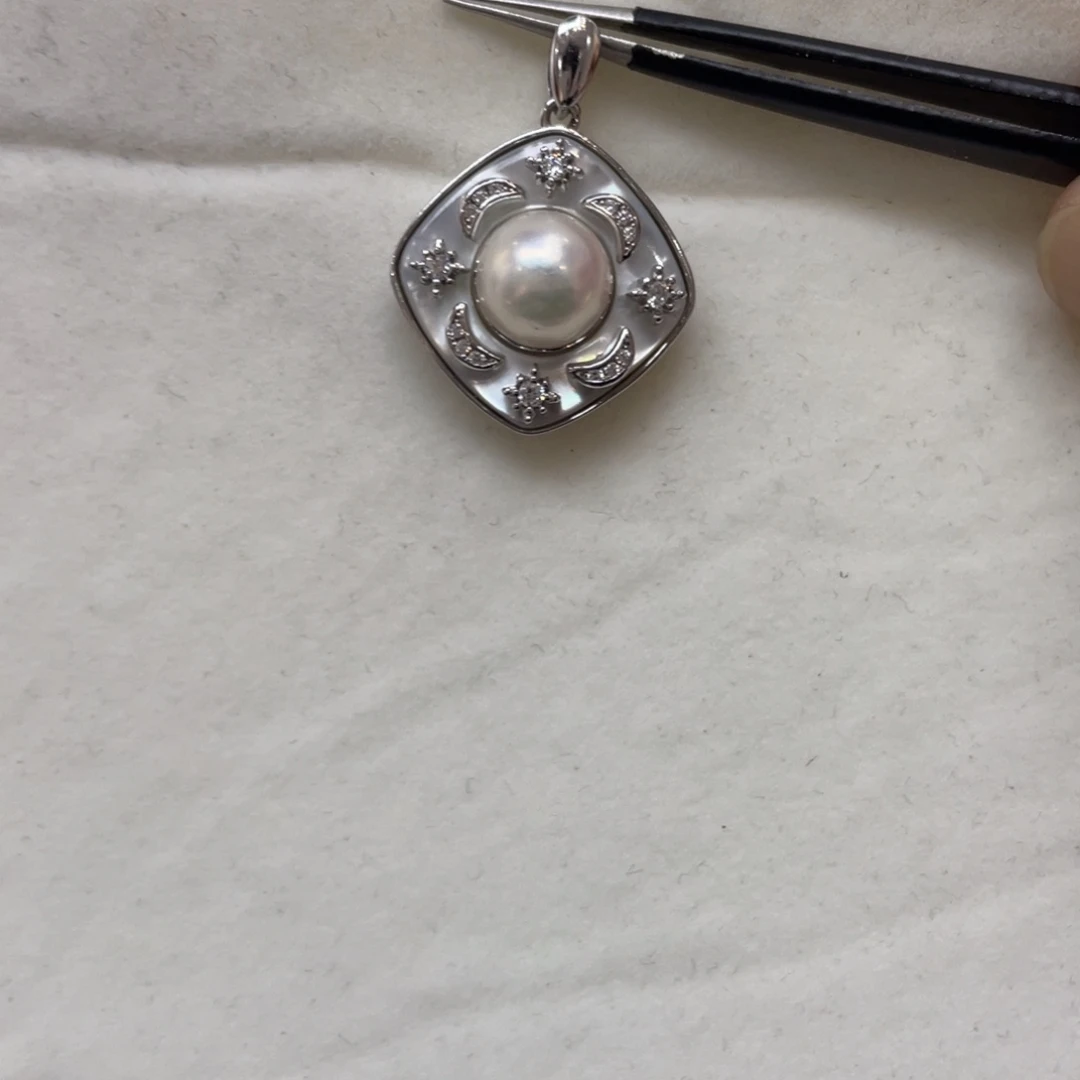 海水珍珠银S925镶嵌吊坠(不含链)