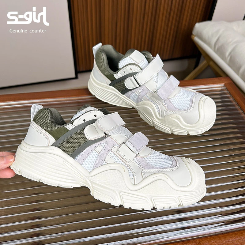 SGIRL TWTW时尚厚底休闲鞋女2025春季新款透气魔术贴丑萌运动鞋潮