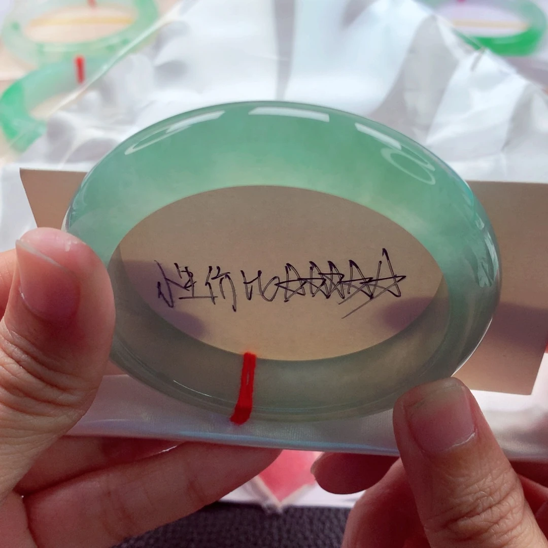 未镶嵌手镯翡翠55.2冰绿全条冰胶透完美福利漏价直接拍A