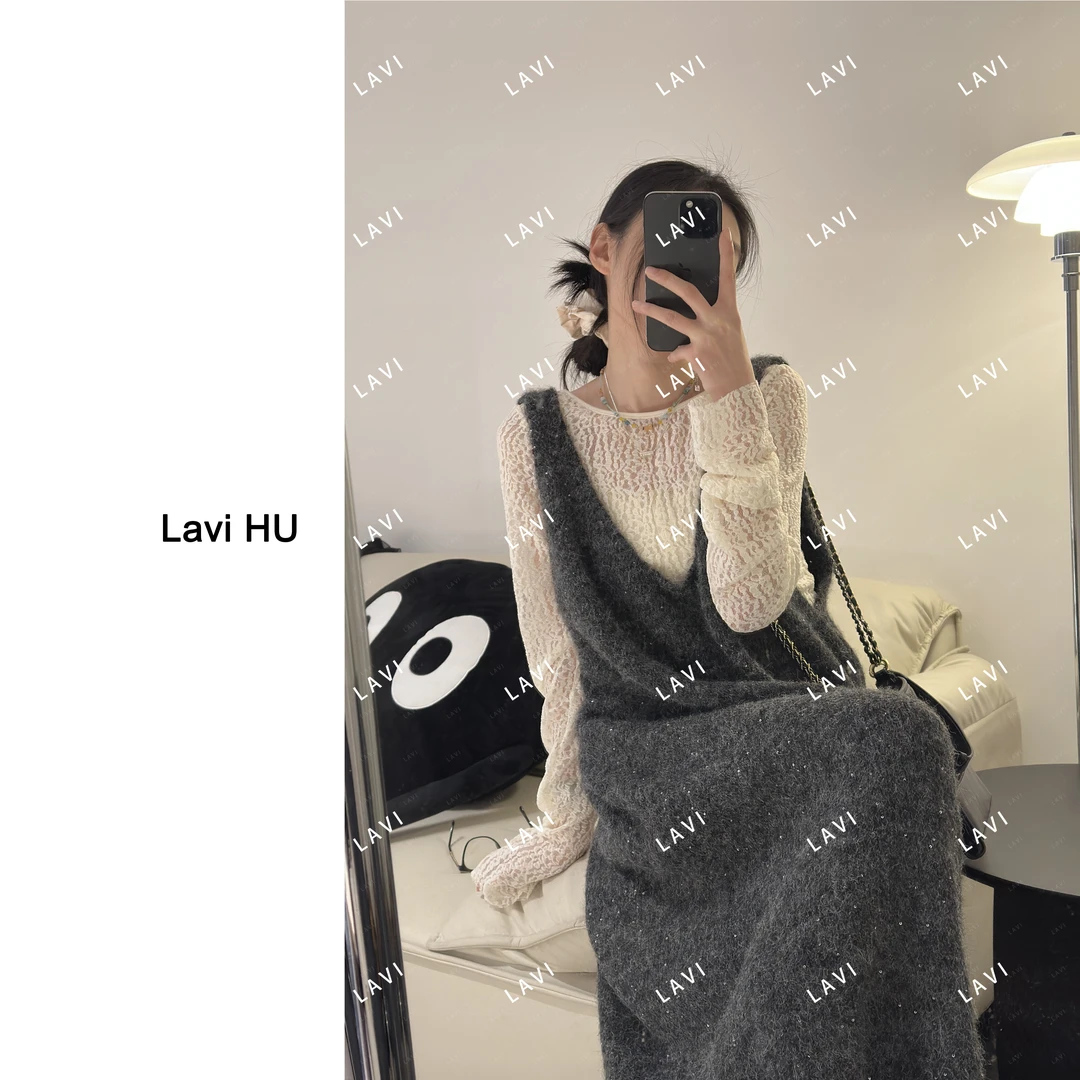 星夜加长款  轻奢亮片编织无袖针织连衣裙632#