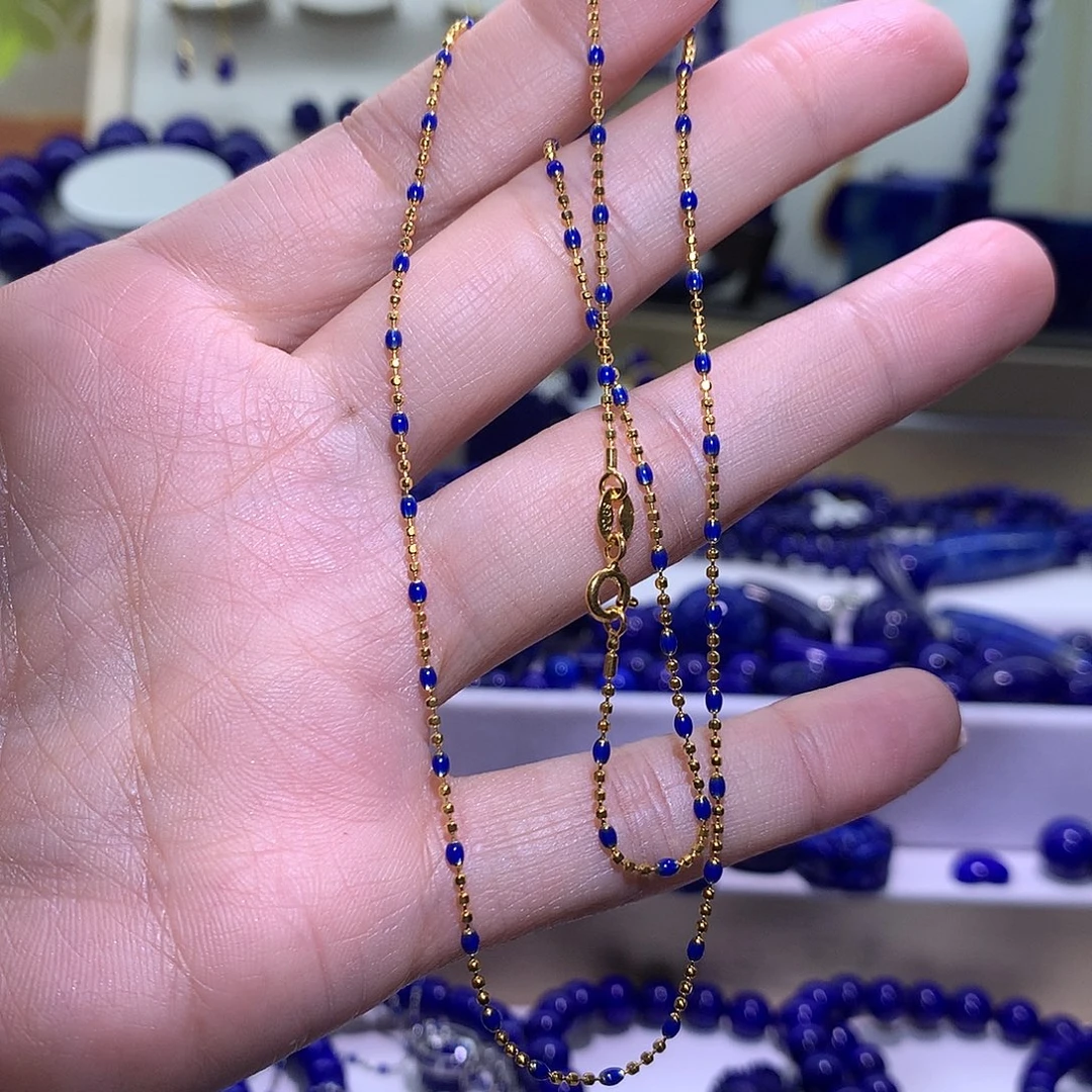 青金石合金天然原矿项链