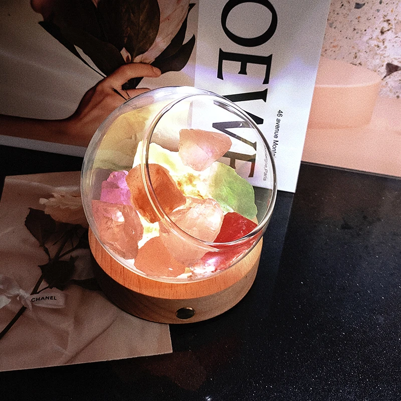 无火香薰家用扩香水晶石容器瓶杯居家夜灯摆件玻璃器皿精油储物罐