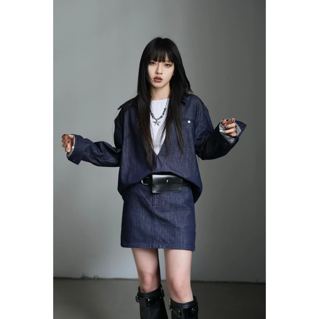 呆毛DM.FACTORY【3.8上新】春季新款高级显瘦通勤风半裙套装DMX3630