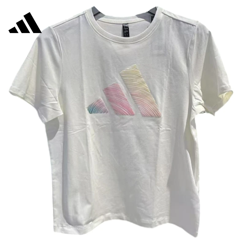 adidas阿迪达斯女子LOGO SS TEE针织无领短T恤JL6284