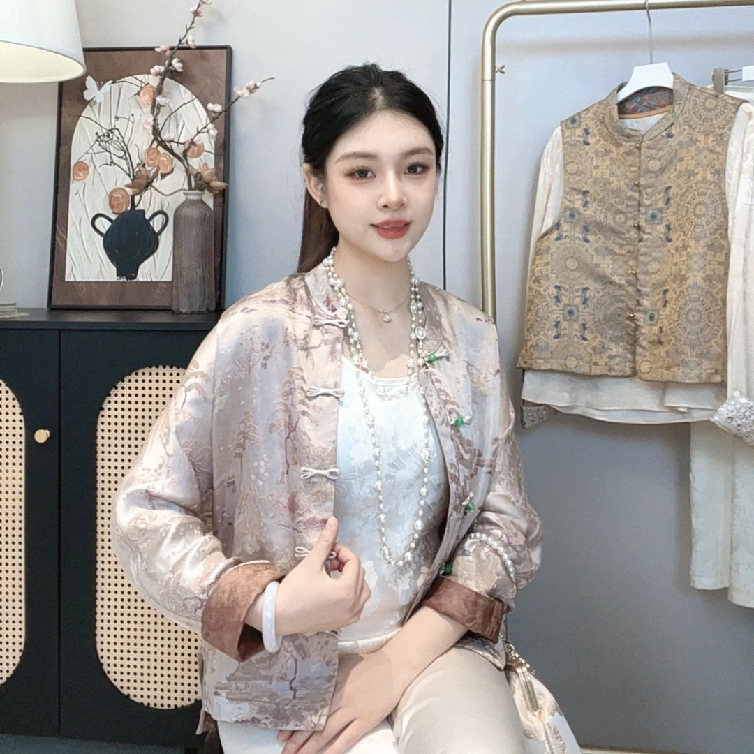 【锦绣】 新款夏季重磅香云沙新中式外套  YC3336
