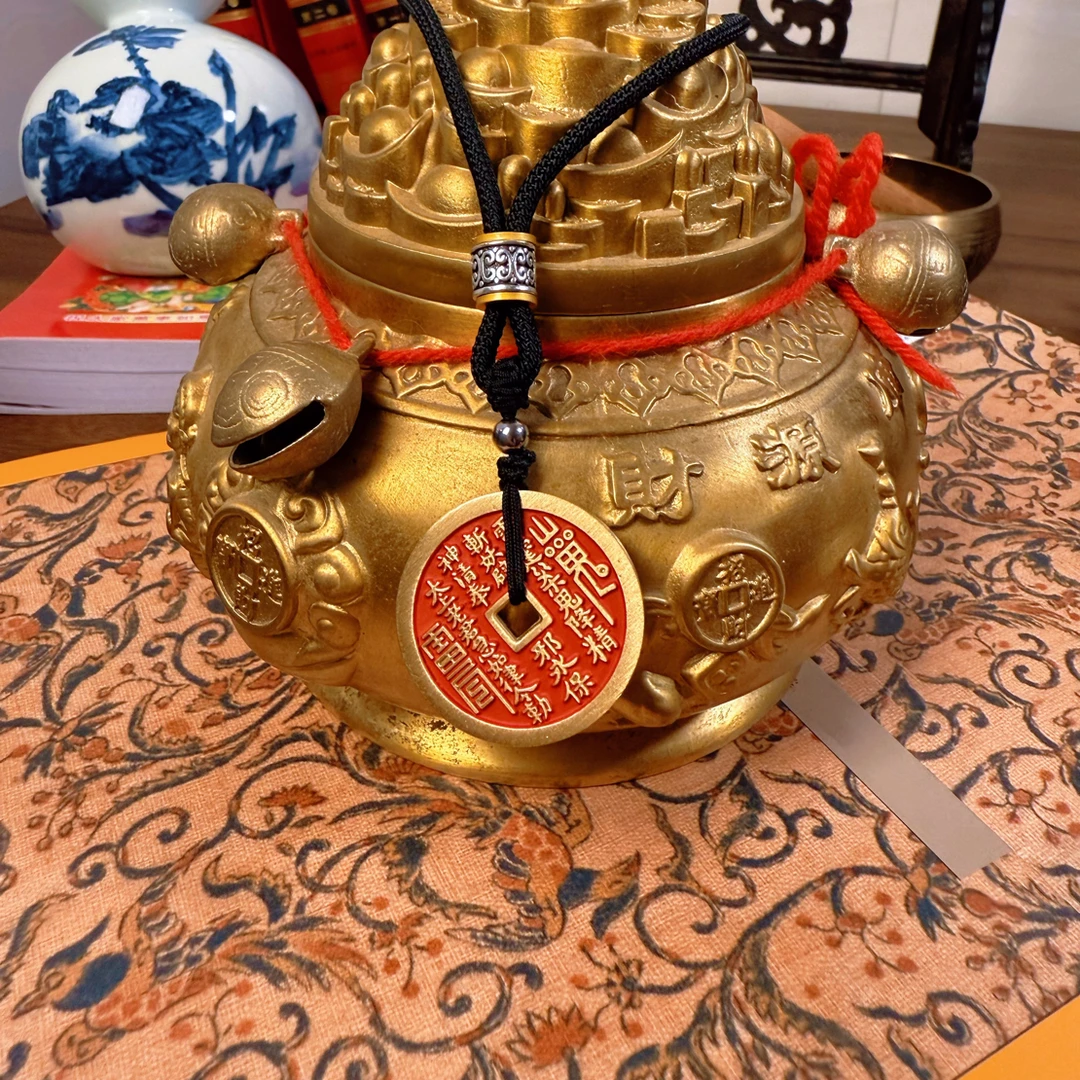 黄铜涤纶项链 山鬼花钱黄铜新中式少女项链吊坠项链手工/结缘高档