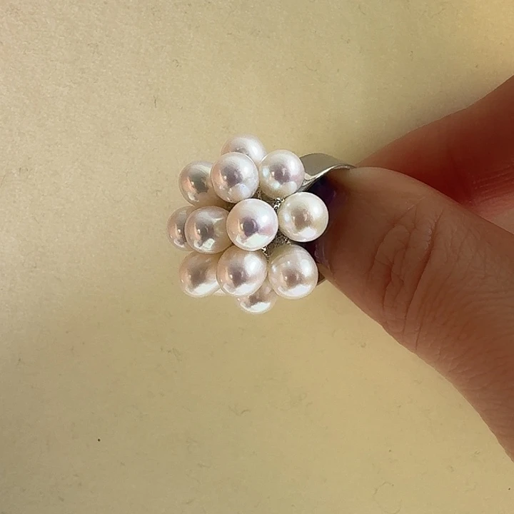 戒指淡水珍珠合金白葡萄戒指